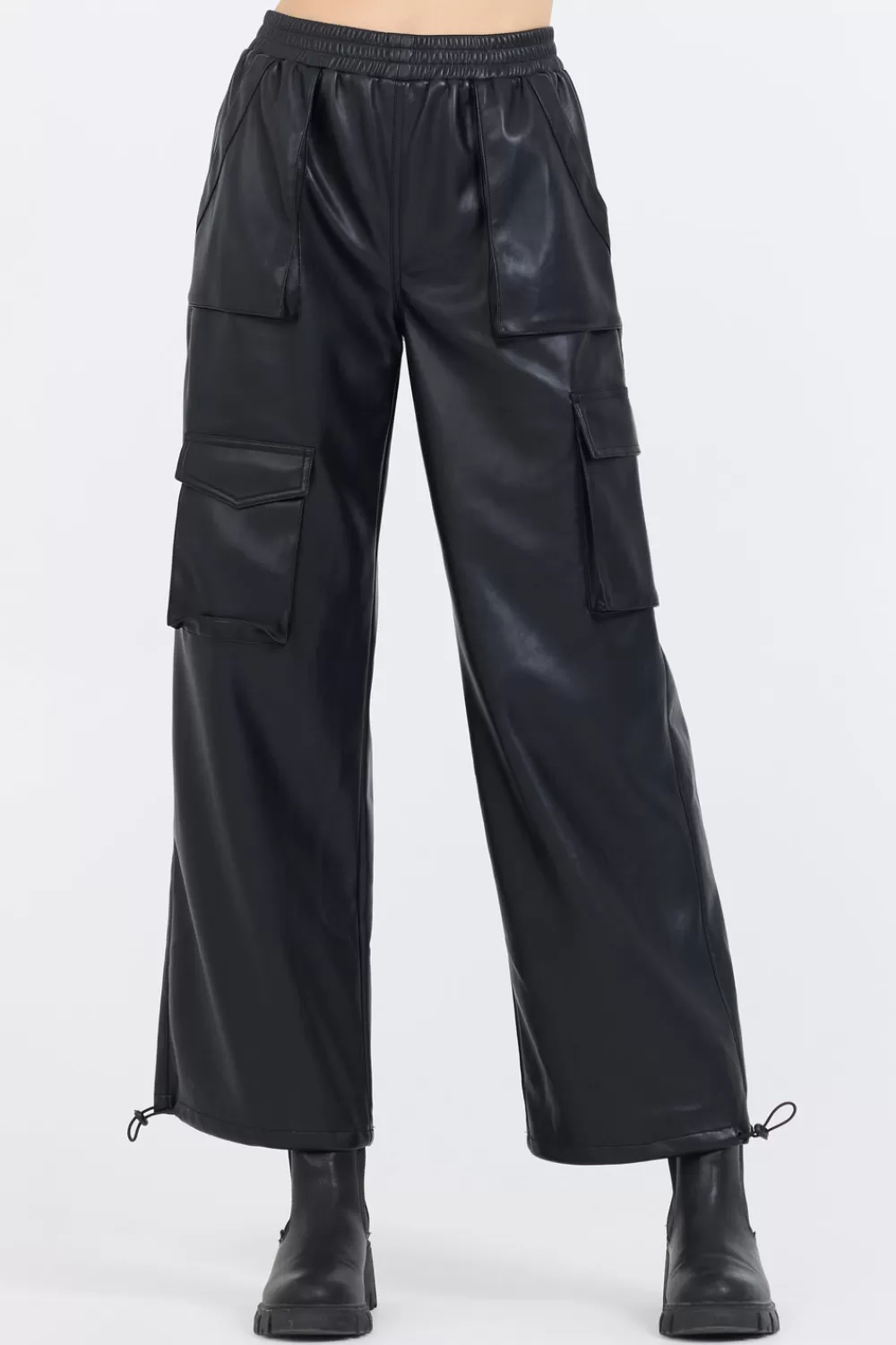 Vintage Havana Black Leather Cargo Pants