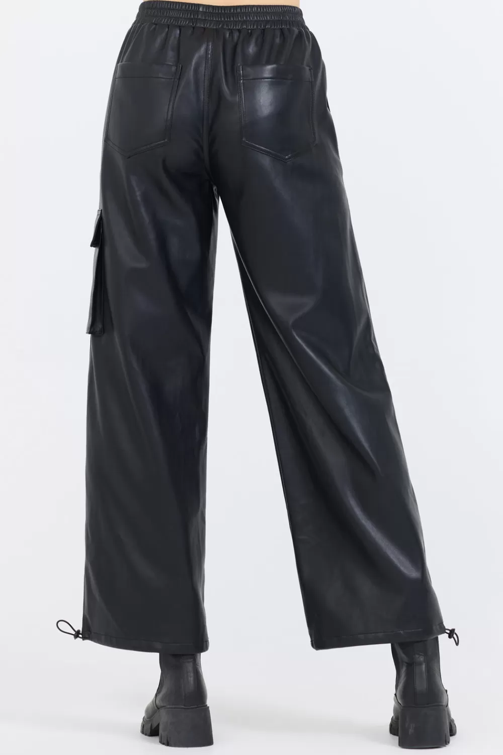 Vintage Havana Black Leather Cargo Pants