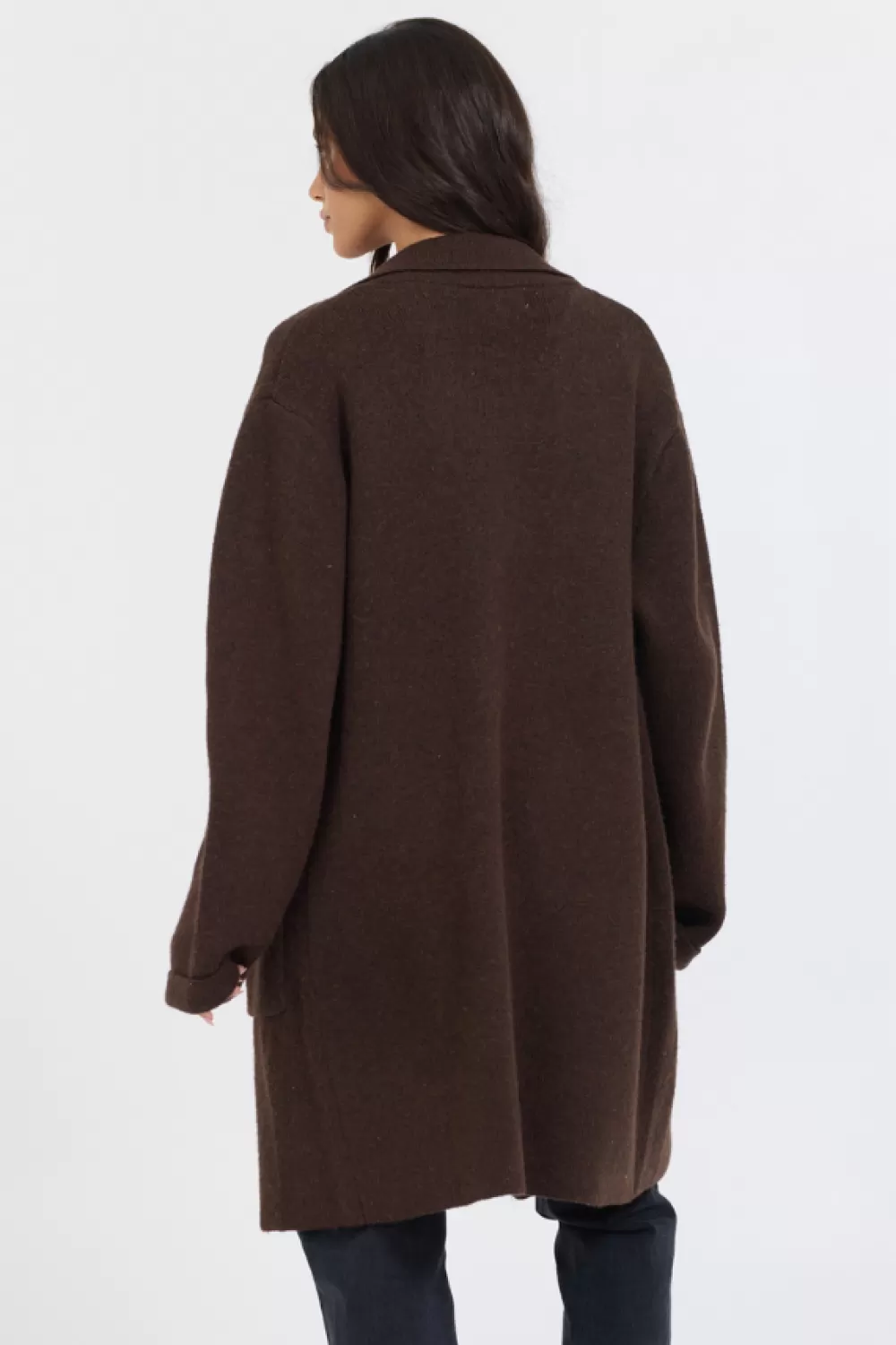 Vintage Havana Deep Brown Sweater Mid Length Coat