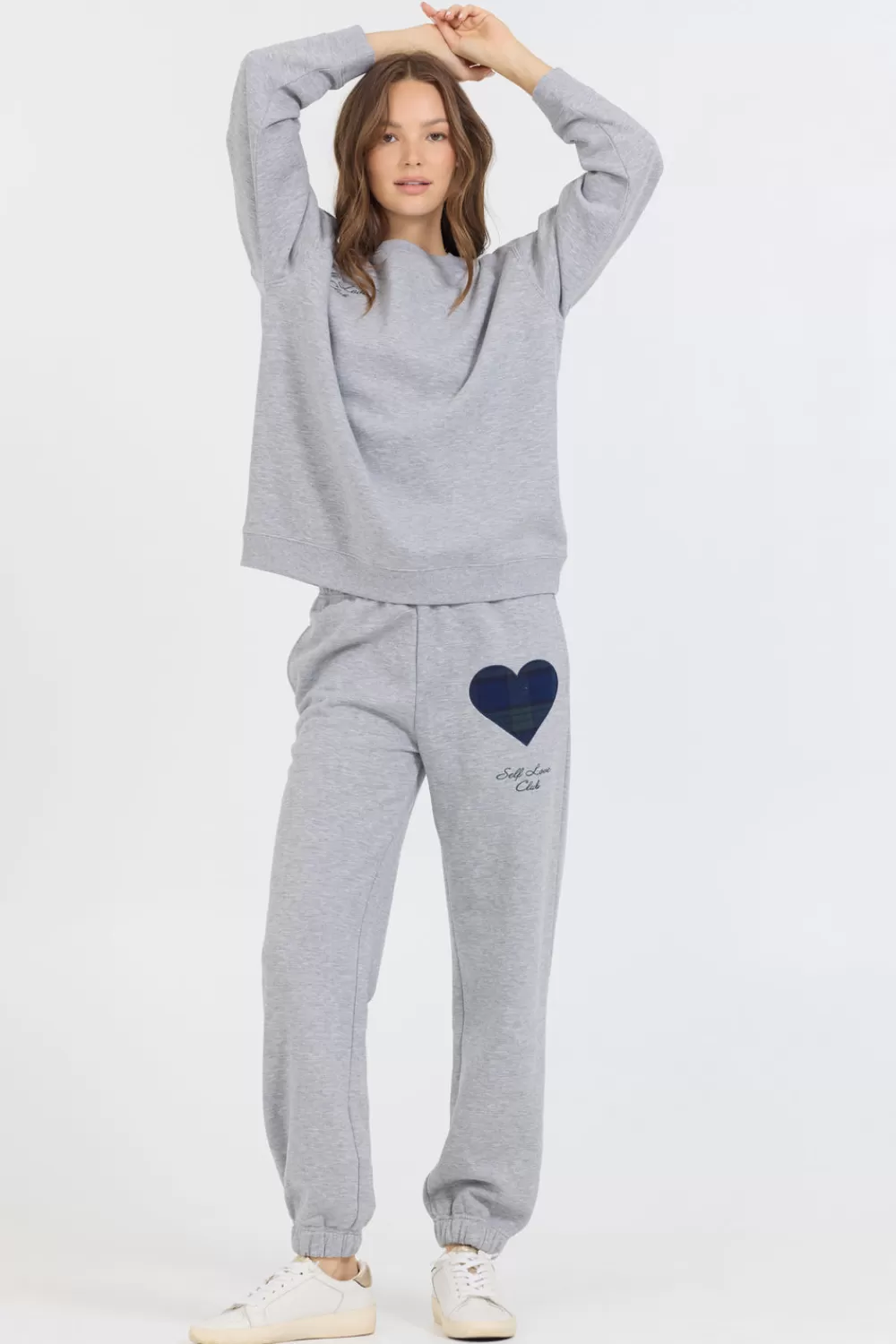 Vintage Havana Heather Grey Essential Fleece Crew W/ Self Love Club Crewneck