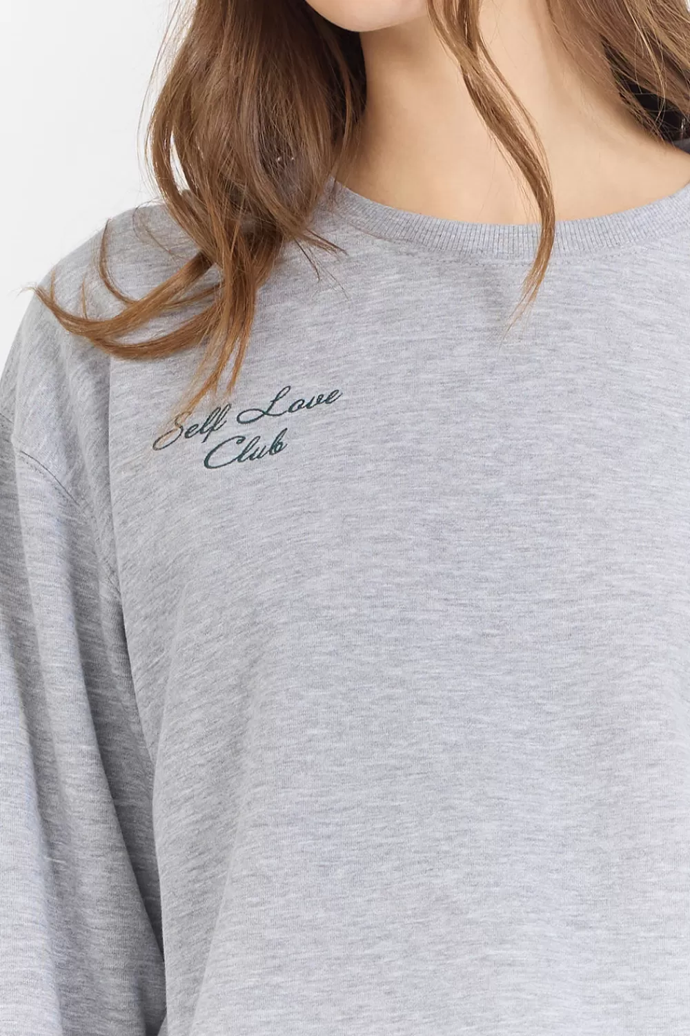 Vintage Havana Heather Grey Essential Fleece Crew W/ Self Love Club Crewneck