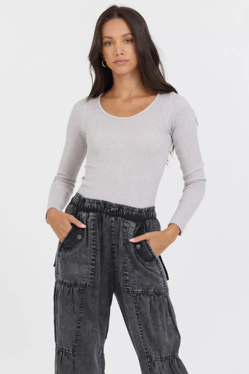 Vintage Havana Heather Grey Seamless Long Sleeve Tee