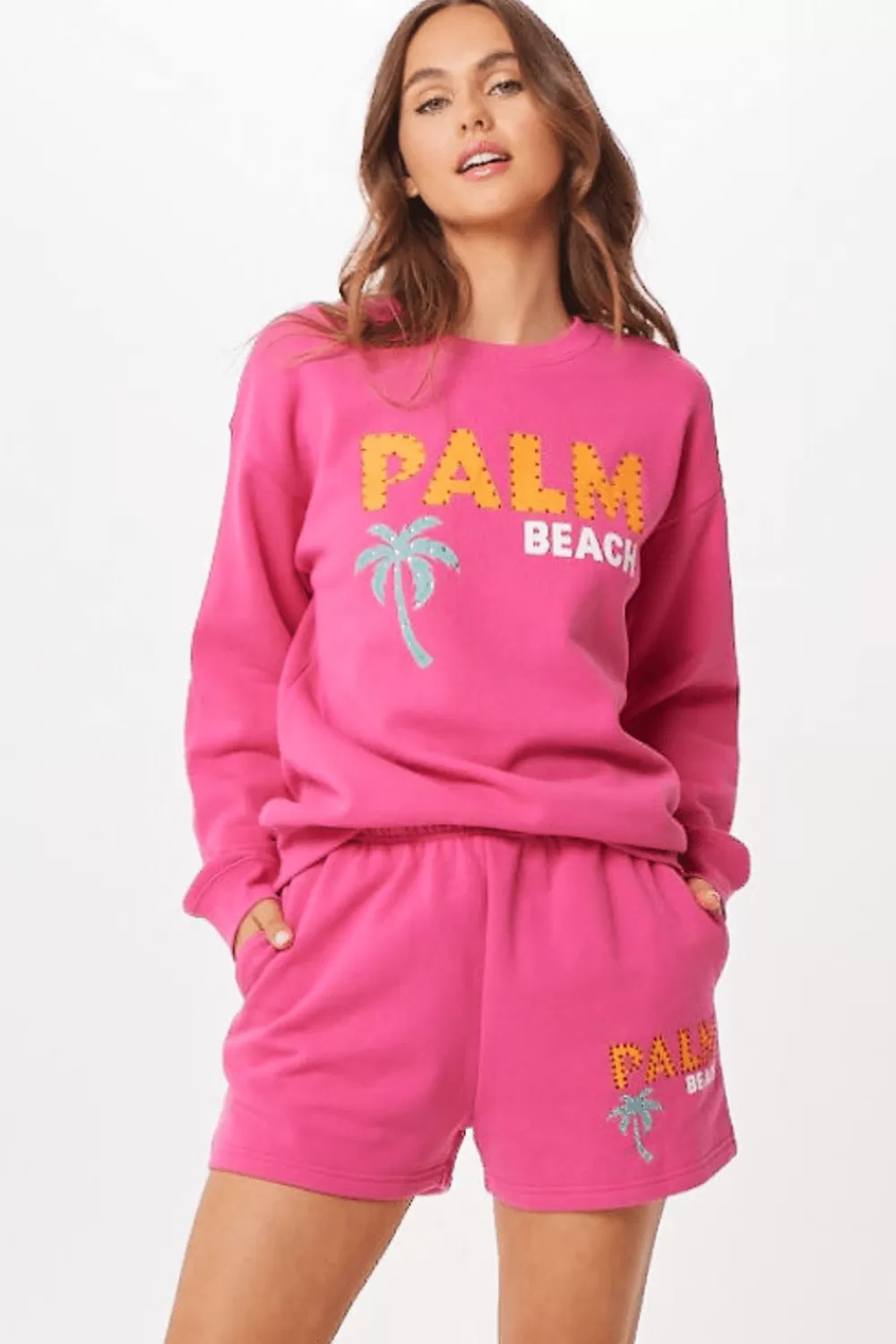 Vintage Havana Hot Pink Palm Beach Jet Setter Surf Wash Crewneck