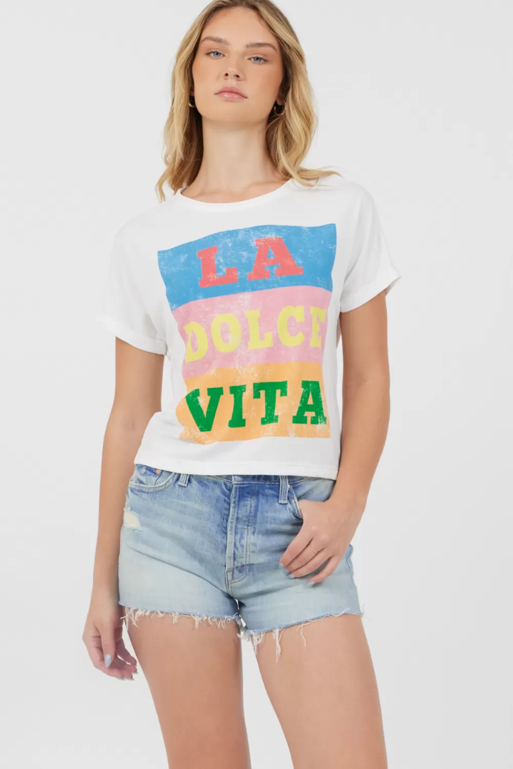 Vintage Havana La Dolce Vita White Destination Printed Tee