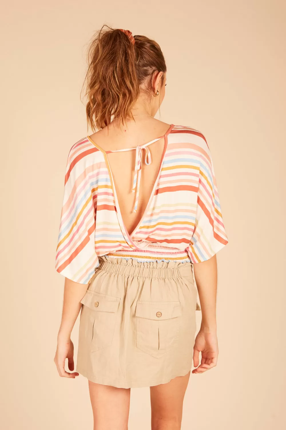 Vintage Havana Multi Striped Surplice Top