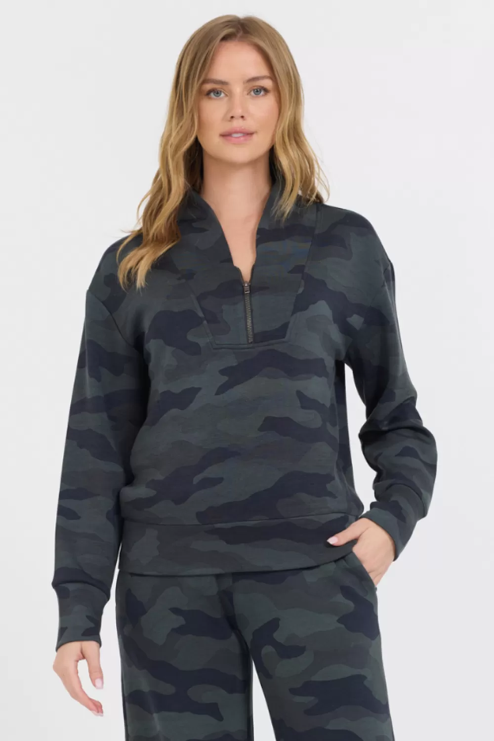 Vintage Havana Onyx Camo Printed Cloud Fleece Quarter Zip