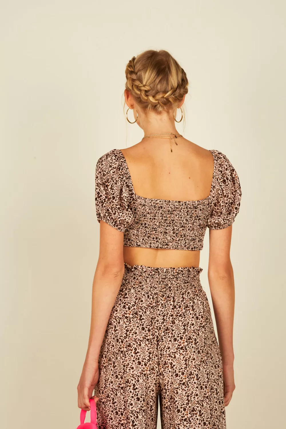 Vintage Havana Pink Mini Leopard Crop Top