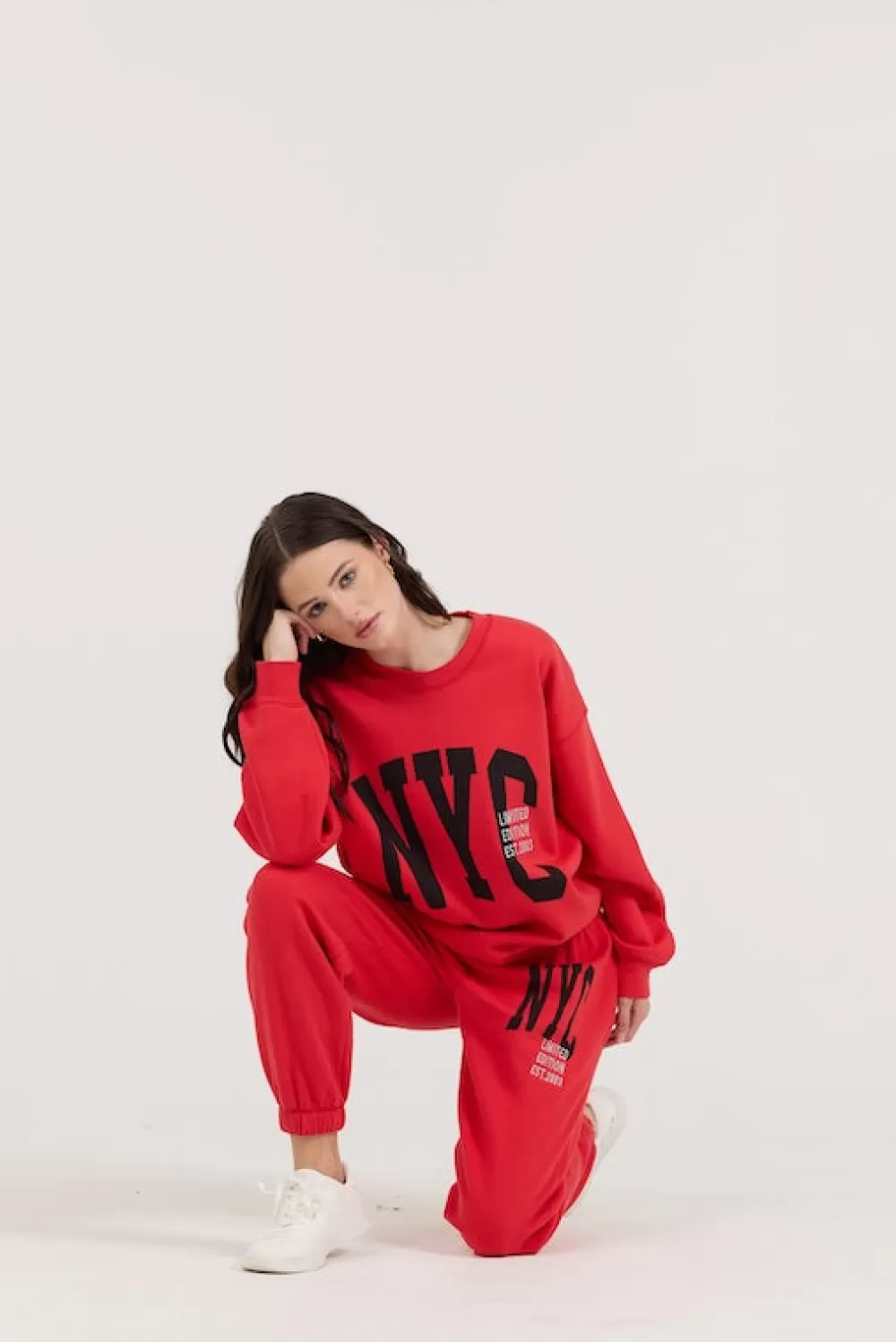 Vintage Havana Red/ Black/ Light Grey Garment Dye Crew W/ Screen Print