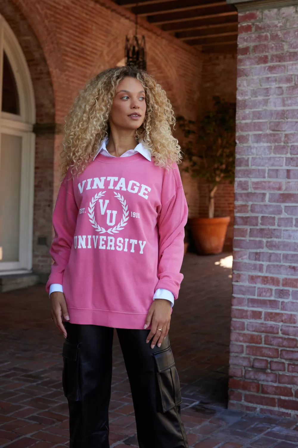 Vintage Havana Red "Vintage University" Pigment Dyed Crewneck