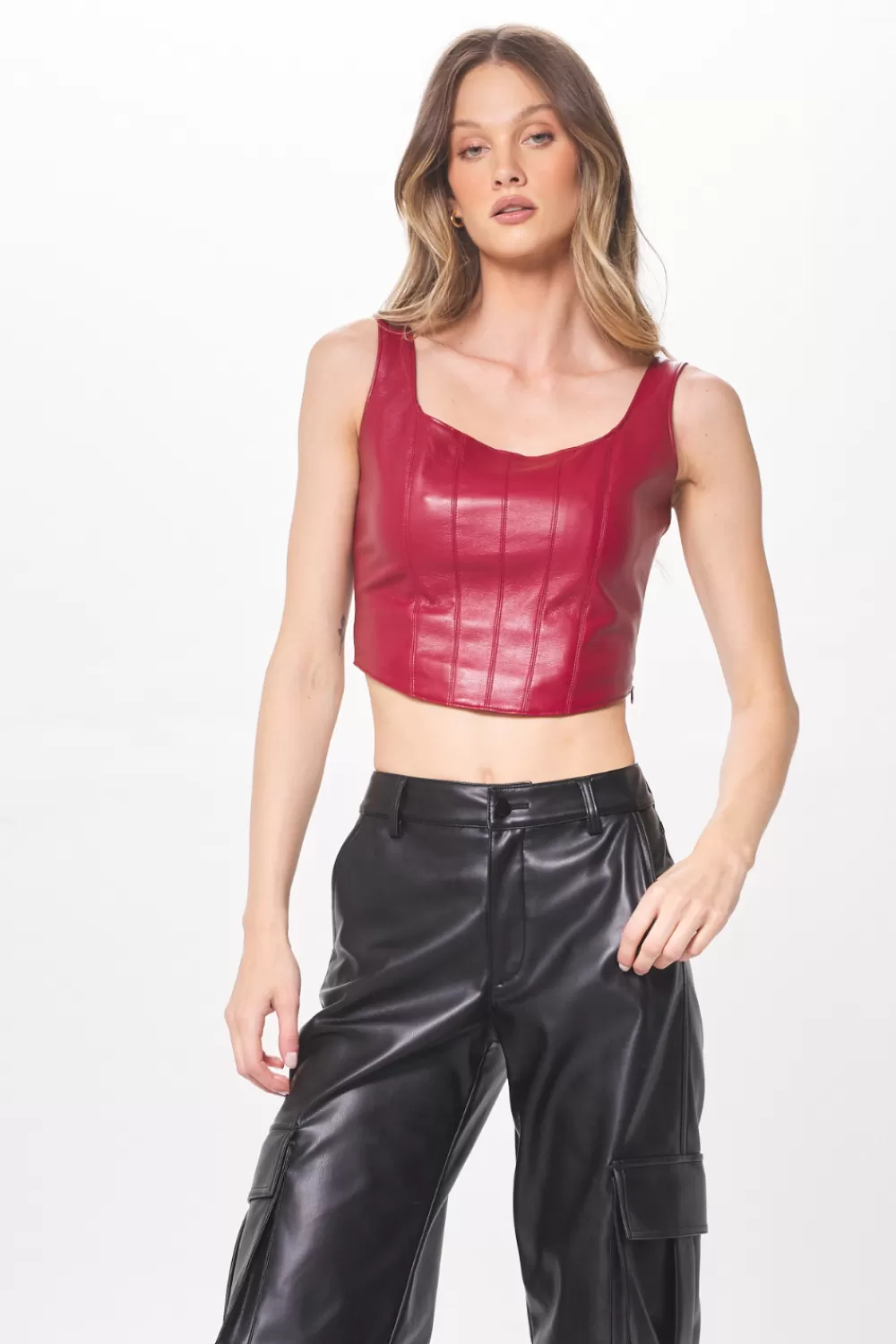 Vintage Havana Ruby Faux Leather Corset