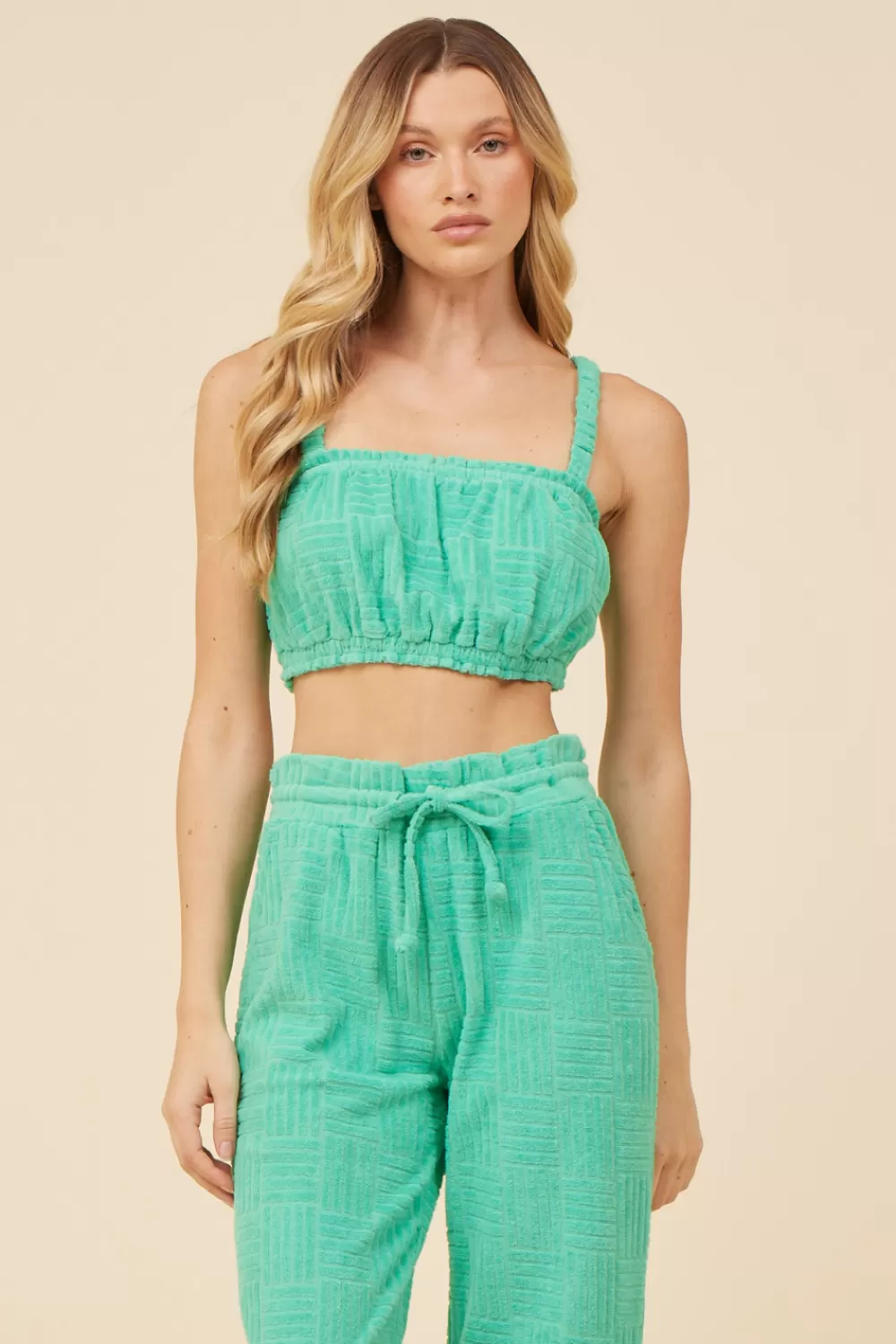 Vintage Havana Surf Green Corded Terry Cropped Tank