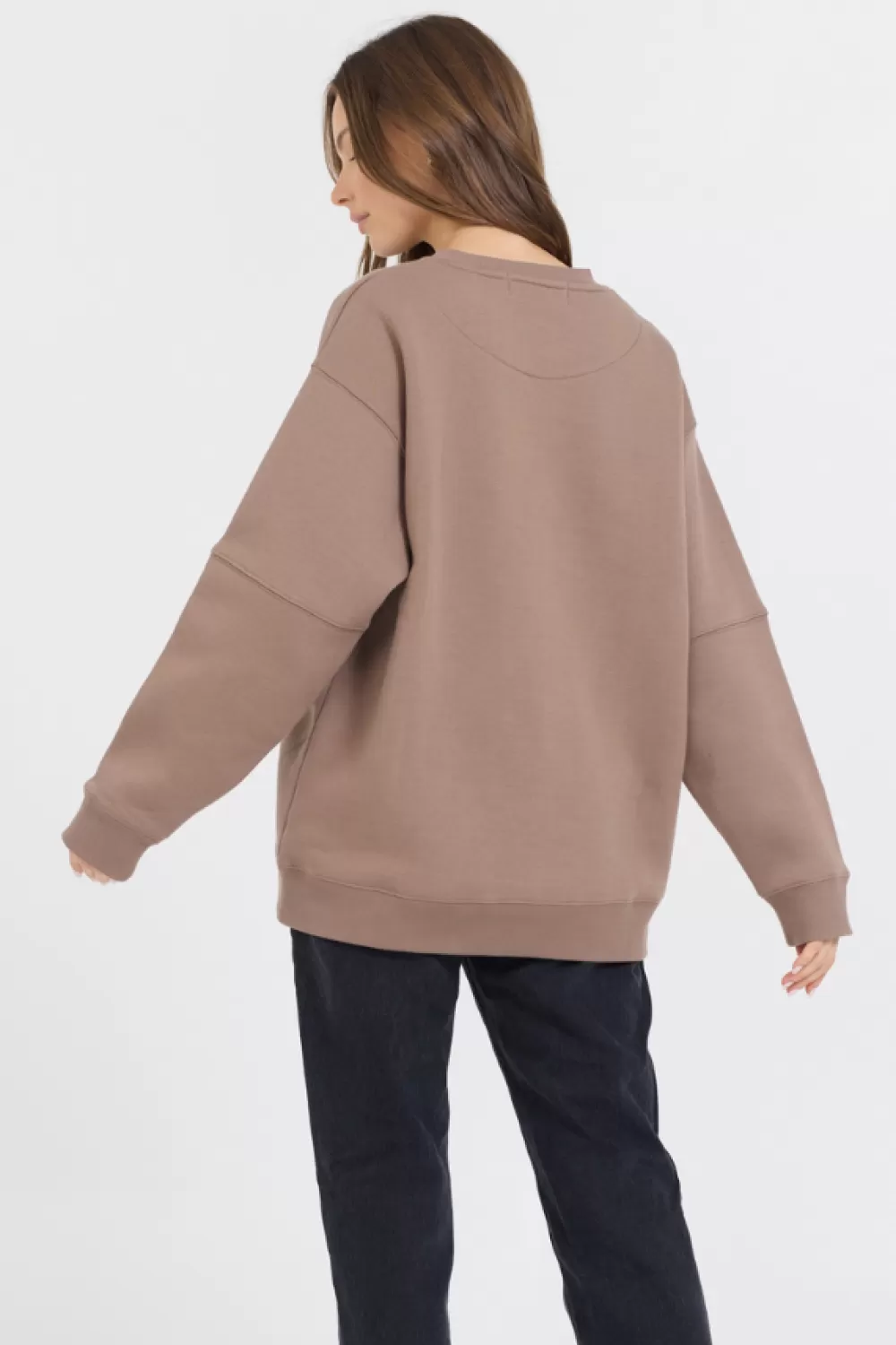 Vintage Havana Taupe W/ Rose Gold Garment Dye Fleece Crew W/ Glitter Print