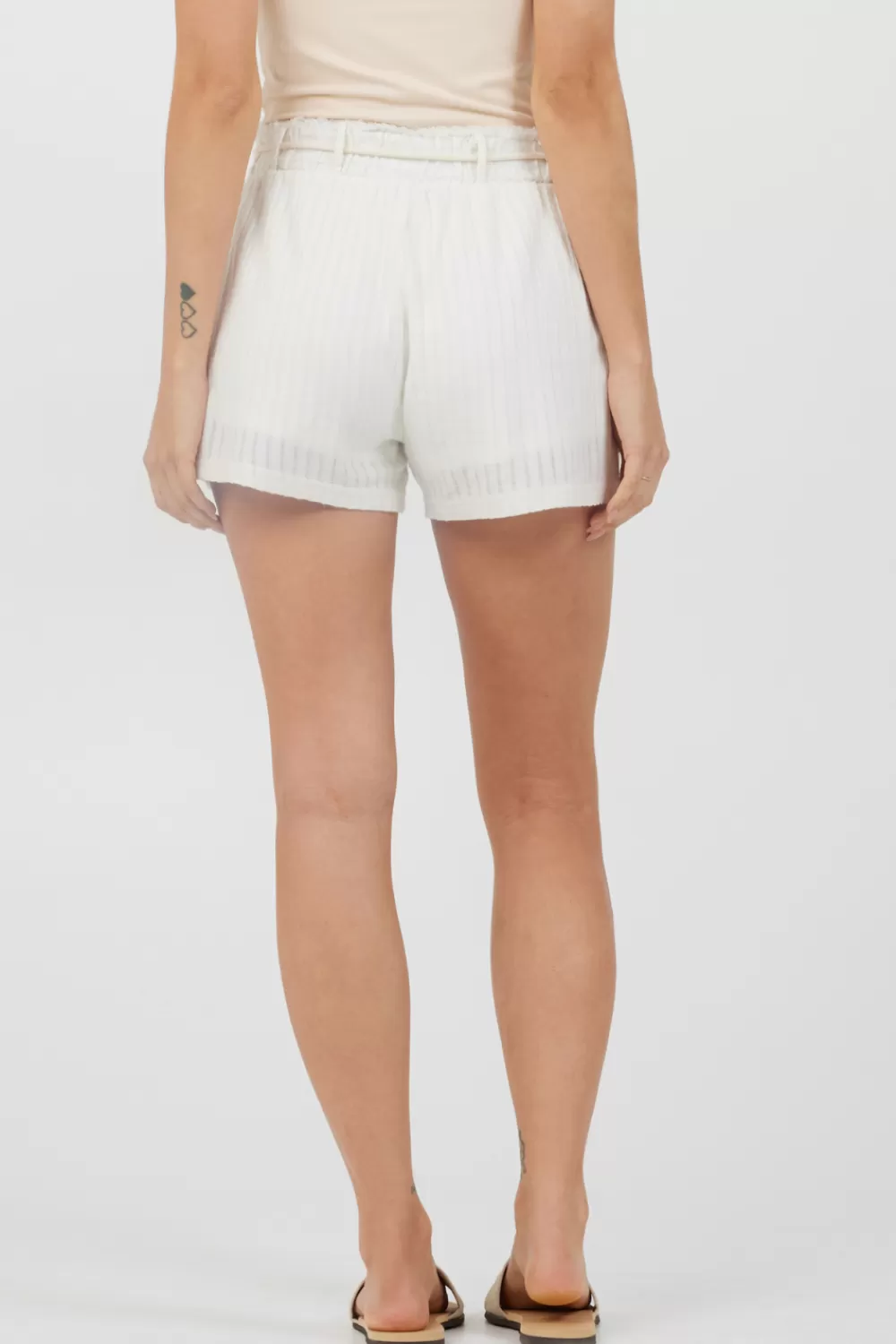 Vintage Havana White Cotton High Waist Cord Shorts