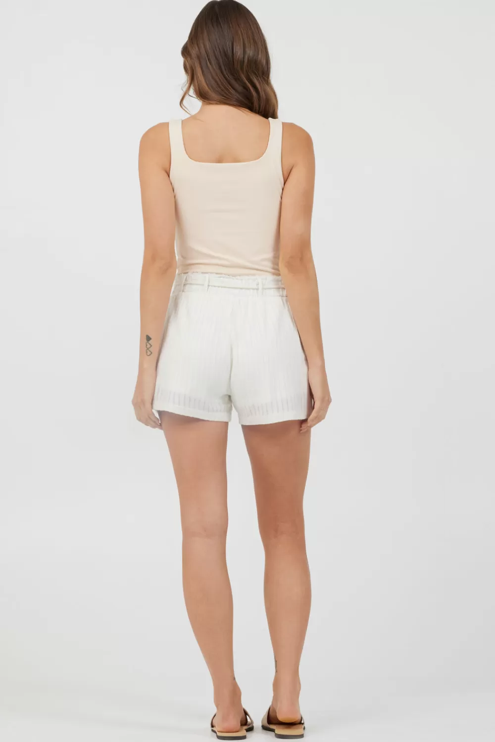 Vintage Havana White Cotton High Waist Cord Shorts
